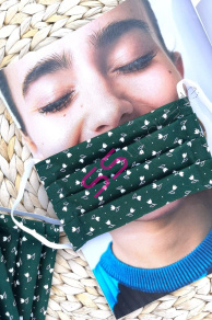 Zelené rúško s tulipánmi 100% bavlna