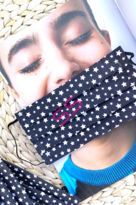 Čierne rúško s bielymi hviezdami 100% bavlna 