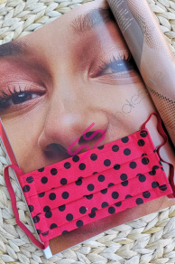 Červené rúško s čiernymi bodkami 100 % bavlna  