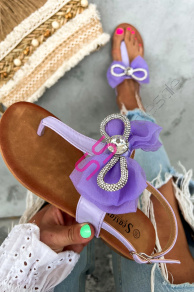 Fialové sandále s mašľou TAHLIA+