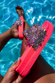 Platformové šľapky zdobené kamienkami RONY+