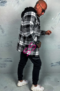 Kockovaná vrchná košeľa s kapucňou+