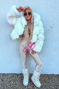 Koženková kožušinová bunda s kapucňou CALLIE+