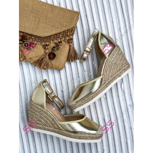 Zlaté sandálové espadrilky AVALON-