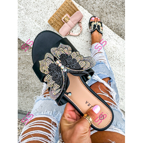 Dámske šľapky zdobené kamienkami ANETA-