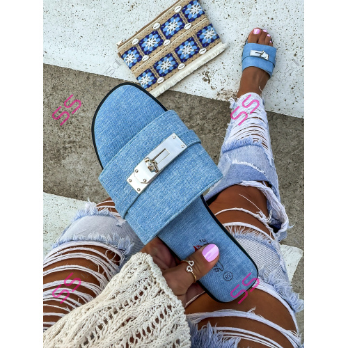 Dámske šľapky so striebornou ozdobou ROMILLA-