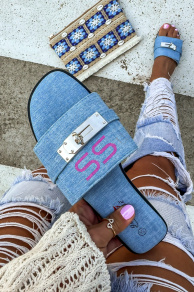 Dámske šľapky so striebornou ozdobou ROMILLA+