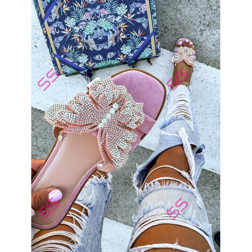 Dámske šľapky zdobené kamienkami LAYLA-