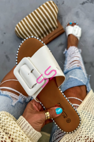 Biele dámske šľapky FRANCESCA-