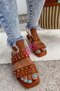 Šľapky zdobené zlatými nitmi ODETT+