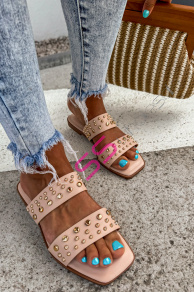 Šľapky zdobené zlatými nitmi ODETT+