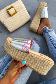 Strieborné platformové šľapky ATHENA-