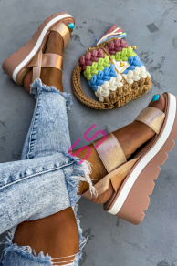 Šampanské sandále na vysokej podrážke KARENA+