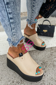 Béžové platformové šľapky JESSAMINE-