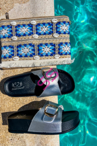 Platformové šľapky so zlatou ozdobou EASTON+