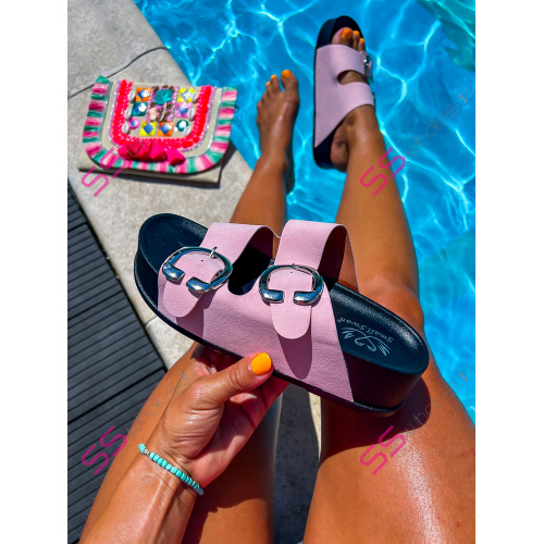 Baby pink platformové šľapky VANDA-