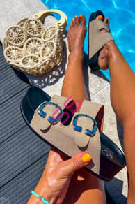 Hnedé platformové šľapky VANDA-