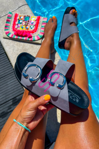 Sivé platformové šľapky VANDA-