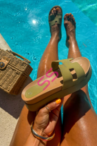 Platformové zelené šľapky MIRAYA-