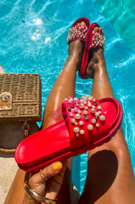 Gumené dámske šľapky zdobené korálikmi ALYS-