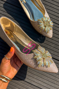 Trblietavé balerínky zdobené kamienkami LAURYNA+