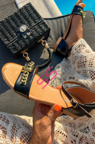 Elegantné sandále so zlatou ozdobou ROSALYN-