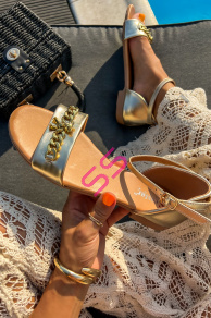 Elegantné sandále so zlatou ozdobou ROSALYN+