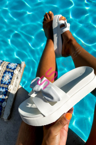 Platformové biele šľapky MERRINA-