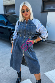 Dlhé kombinované denim šaty FLYNN+
