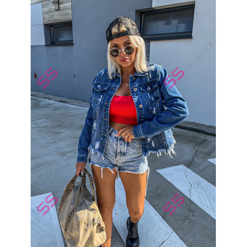 Tmavomodrý dámsky denim kabát LOTTIE+