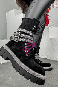 Semišové šnúrovacie členkové čižmy MADELYN-