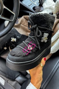 Zateplené šnúrovacie čižmy s ozdobou SORAYA+