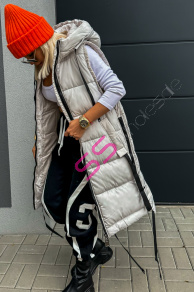 Dlhá prešívaná vesta s kapucňou SOPHIA+