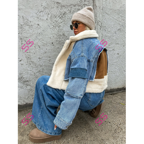 Prémium zateplená extravagantná denim bunda IVANA+