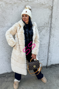 Dlhá kožušinová bunda s kapucňou ALESSANDRA+