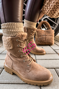 Semišové šnúrovacie čižmy PRISHA+