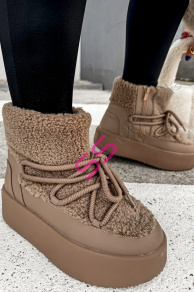 Členkové šnúrovacie teddy čižmy SEVYNA+