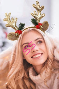 Vianočná čelenka do vlasov so sobími ušami a rohmi+