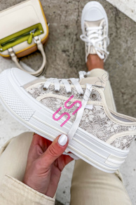 Béžové čipkované tenisky MEGHAN-