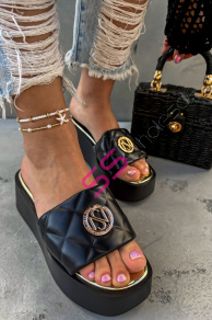 Platformové šľapky so zlatou ozdobou AMANDA-