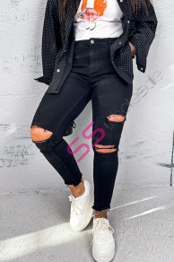 Čierne roztrhané skinny rifle