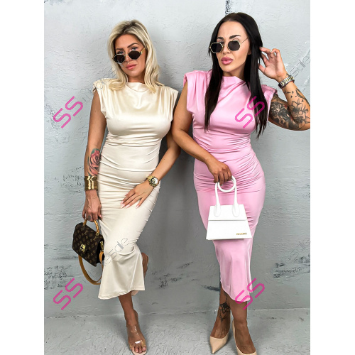 Elegantné dlhé pink šaty s vypchávkami JENIS
