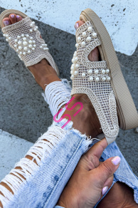 Vyšívané sieťované sandále zdobené korálikmi PALOMA-