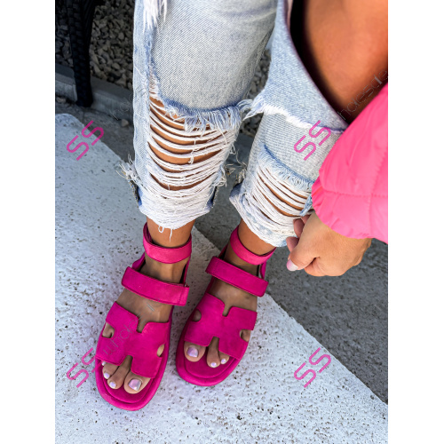 Semišové sandále na suchý zips MAIKO-