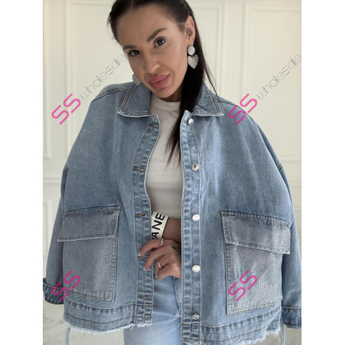 Dámsky denim kabát s kamienkami CELESTE