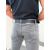 Sivé pánske rifle slim fit s opaskom