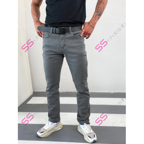 Sivé pánske rifle slim fit s opaskom