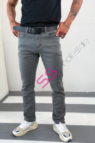 Sivé pánske rifle slim fit s opaskom