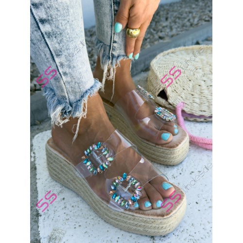 Platformové šľapky zdobené kamienkami HILDA-