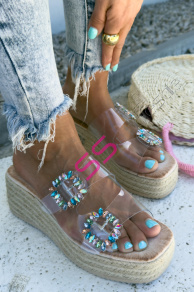 Platformové šľapky zdobené kamienkami HILDA-